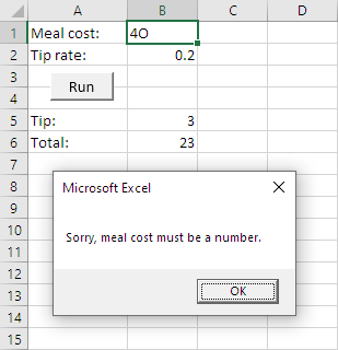 Bad meal cost
