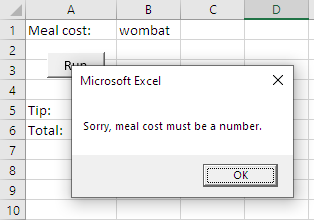 Friendly error message