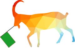 Goat with green flag