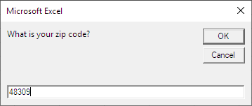 Zip code input