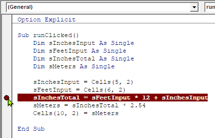 Setting a breakpoint
