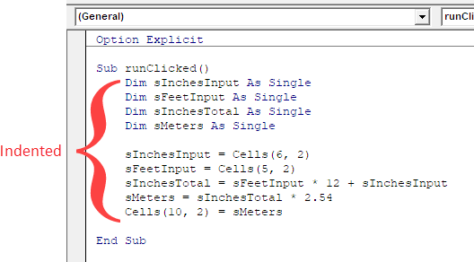 Indenting